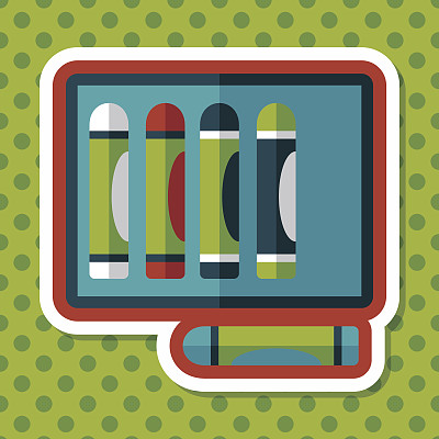 蜡笔与长阴影的图标，eps10图片下载