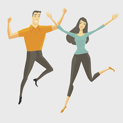 现代人跳跃、微笑的状态是幸福的。图片下载