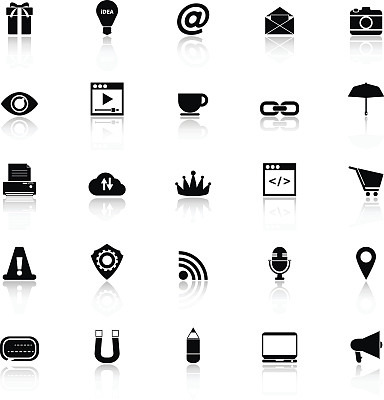 互联网网站图标与反映在白色图片下载