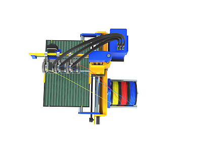 3D打印机3D渲染在白色的背景图片下载