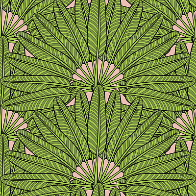 夏季热带棕榈叶图案矢量无缝素材图片