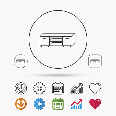 电视桌柜图标。电视家具标志。图片下载