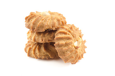 坚果饼干，孤立的白色背景图片下载