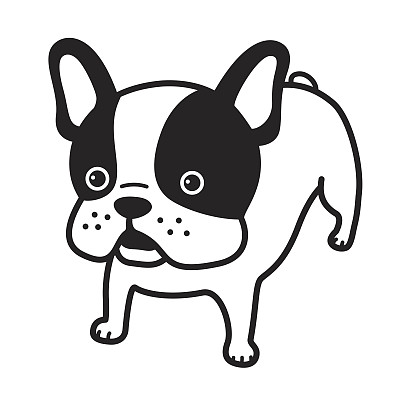 法国牛头犬卡通狗矢量插图图片下载