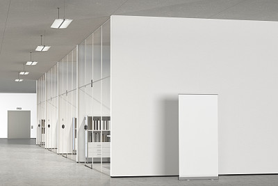 现代办公室的空白卷起横幅图片下载