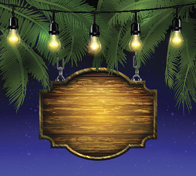 夏季木制标志在热带海滩的背景图片下载