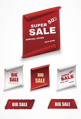 超级销售横幅丝带。矢量插图。红色的卷轴图片下载