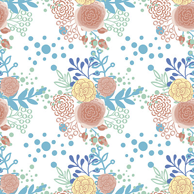 复古无缝图案手绘花图片下载