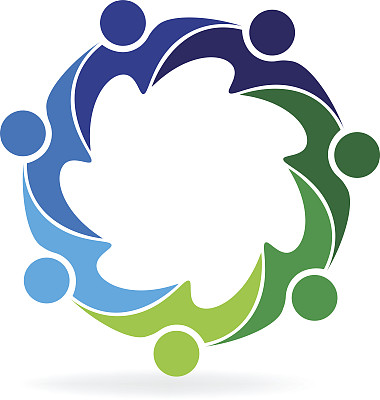 团队商务人员在一个拥抱图标向量图片下载