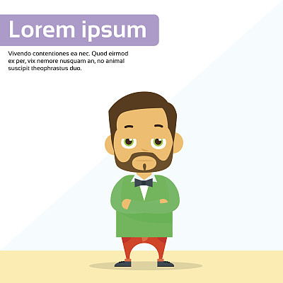 严肃的卡通人物性格人站平图片下载