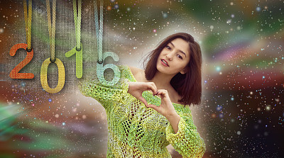 女人把手指一颗心，爱了宇宙图片下载