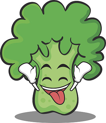 狂喜的花椰菜人物卡通风格矢量插图图片下载