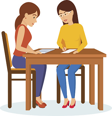 女性面试雇主和潜在雇员，沟通，交流信息图片下载