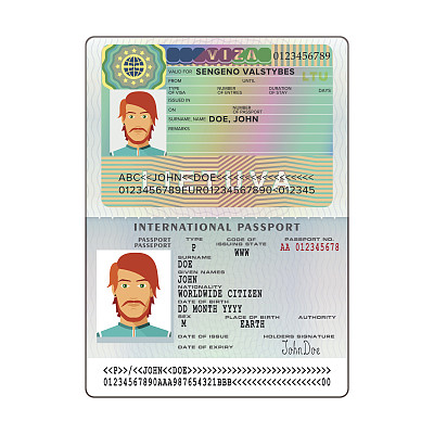 Vector国际开放护照与立陶宛签证图片下载