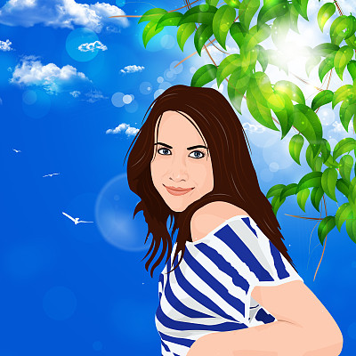 大自然中的美丽女孩图片下载