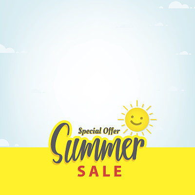 夏季销售空白框架标题设计横幅或海报。销售和折扣的概念。矢量插图。图片下载