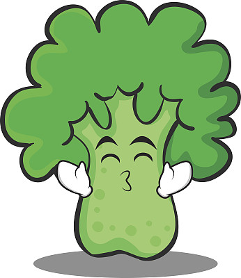 亲吻微笑眼睛花椰菜人物卡通风格矢量插图图片下载