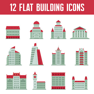 以平面设计风格构建矢量图标图片下载