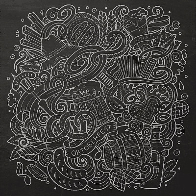 卡通可爱的涂鸦手绘啤酒节插图图片下载