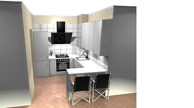 3D渲染厨房室内设计图片下载