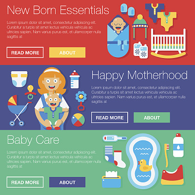 婴儿装备必需品矢量横幅图片下载