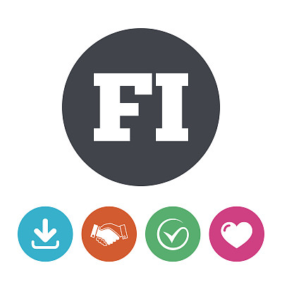 芬兰语符号图标。FI翻译图片下载