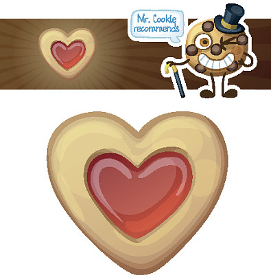 果酱填充心饼干插图。卡通矢量图标孤立的白色背景。系列食品、饮料和烹饪配料。图片下载