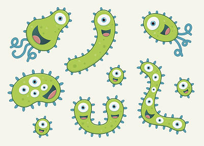 一套细菌载体插图-绿色和蓝色图片下载