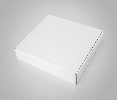 白色空白方形纸箱披萨盒上灰色图片下载