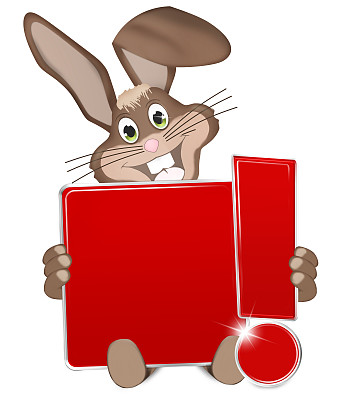 复活节兔红色感叹号标志创意3d设计图片下载