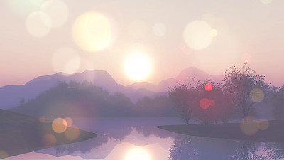 具有复古效果的3D湖泊景观图片下载