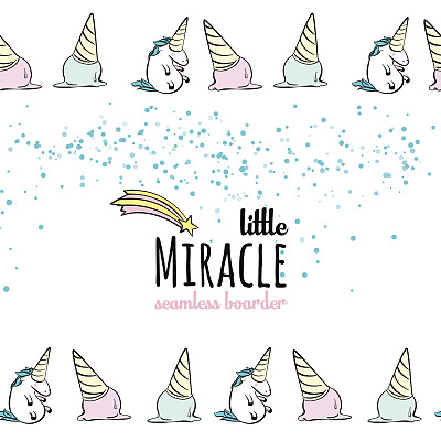 魔术独角兽矢量插图与冰淇淋。图片下载