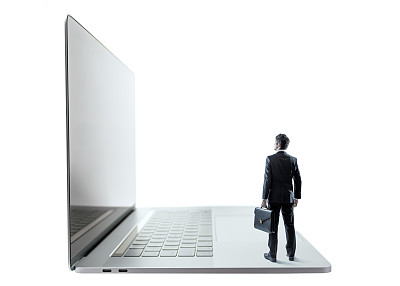 商务人士在笔记本电脑上图片下载