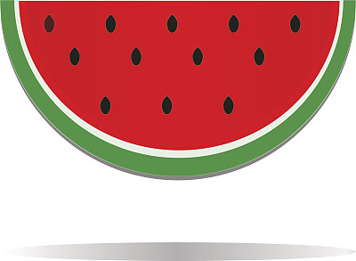 西瓜图标。可爱的红色西瓜滑梯。西瓜图标在流行的平面风格孤立在白色的背景。素材图片