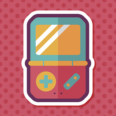 手持游戏机的长阴影的平面图标，eps10图片下载