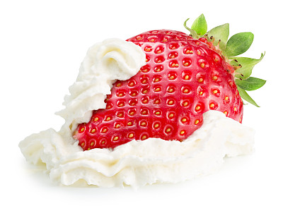 鲜奶油草莓，白色背景图片下载
