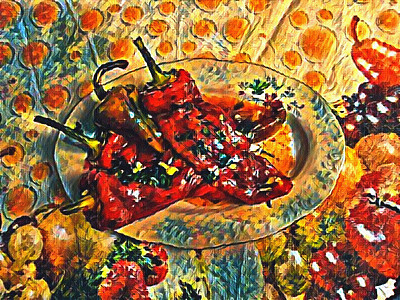 烤红青椒开胃沙拉图片下载