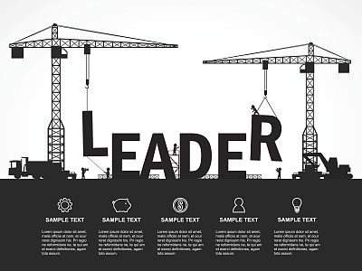 克莱恩和领导大楼。信息图表模板。矢量插图。图片下载
