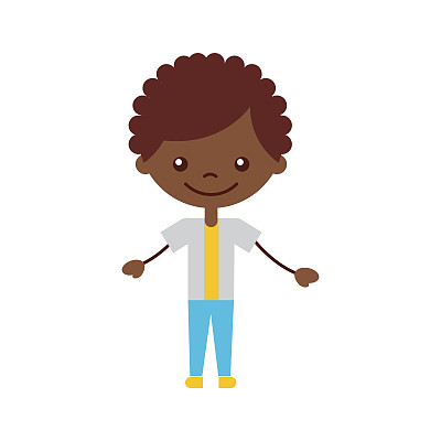 可爱的非洲男孩人物图标图片下载