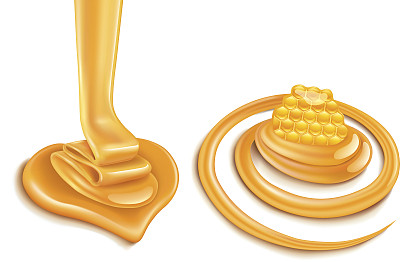 甜蜜的蜂蜜流创造心形孤立在白色素材图片