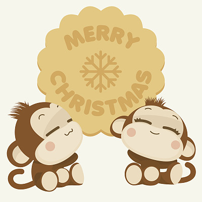 可爱的猴子。2016年新年快乐。矢量图图片下载