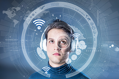 未来的图形用户界面概念，平视显示，可穿戴计算，可穿戴设备，物联网，抽象图像视觉图片下载