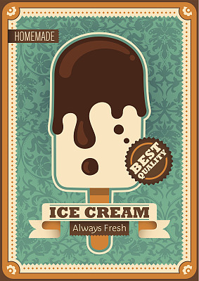 复古冰淇淋海报设计。图片下载