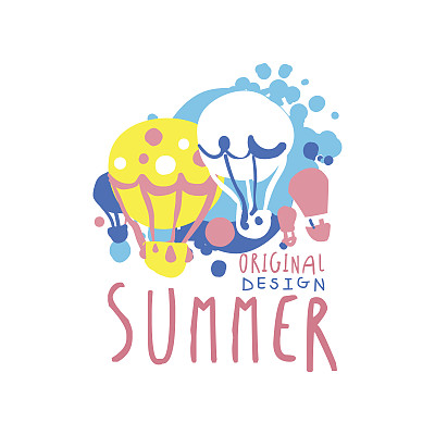 夏季图标模板原创设计彩色手绘矢量插图图片下载