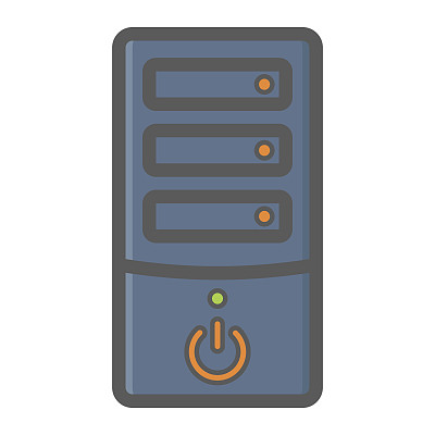 电脑彩色线条图标，PC和办公，矢量图形，白色背景上的填充图案，EPS 10。图片下载