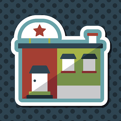 建筑工厂平面图标与长影子，eps10图片下载