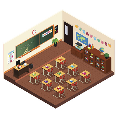 2.5D小学教室素材图片