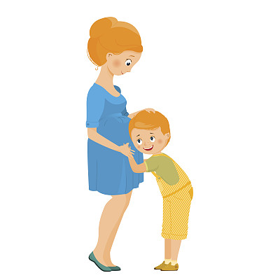 一个带着儿子的孕妇图片下载