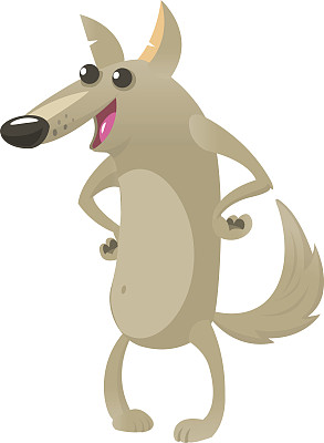 灰太狼卡通。矢量插图孤立在白色背景上。图片下载