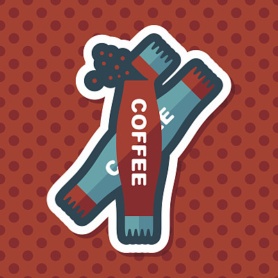 3合1咖啡平面图标与长阴影，eps10图片下载